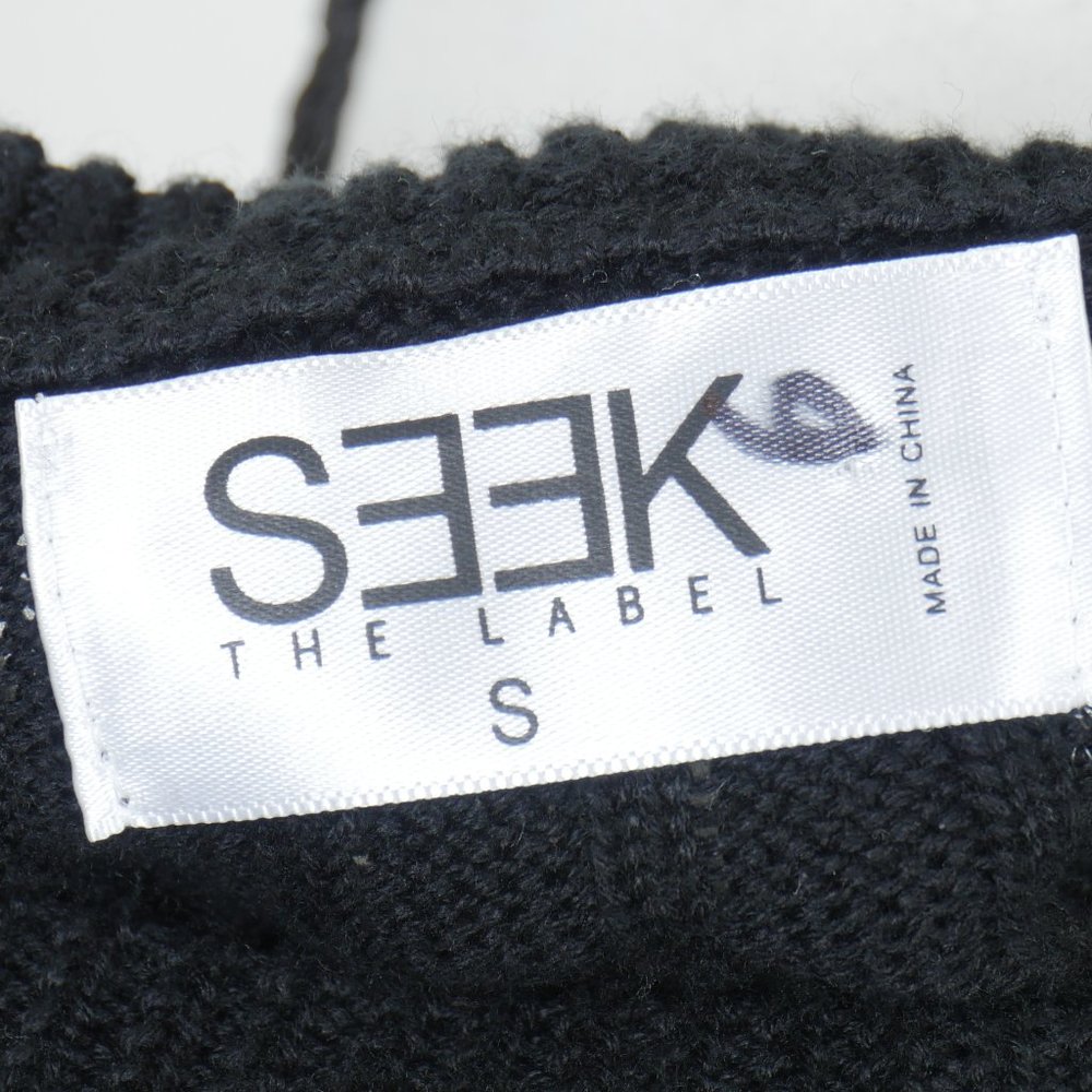 Seek The Label Black Ribbed Cropped Long Sleeve Size Small Sweater - Picture 2 of 11